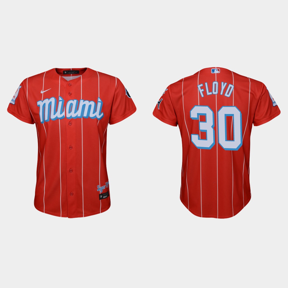 Youth Miami Marlins #30 Cliff Floyd Red 2021 City Connect Jersey