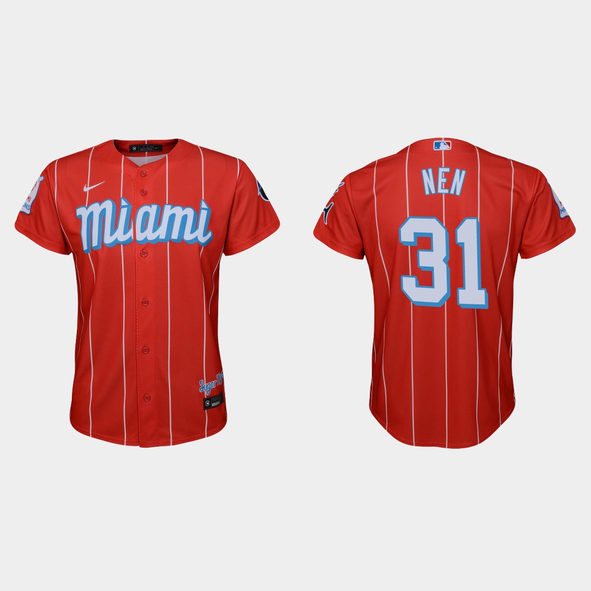 Youth Miami Marlins #31 Robb Nen Red 2021 City Connect Jersey