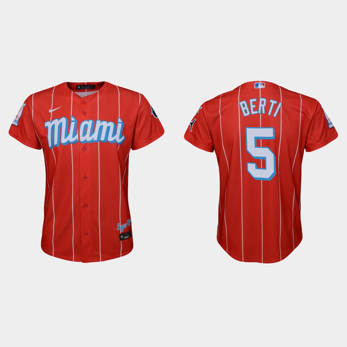 Youth Miami Marlins #5 Jon Berti Red 2021 City Connect Jersey