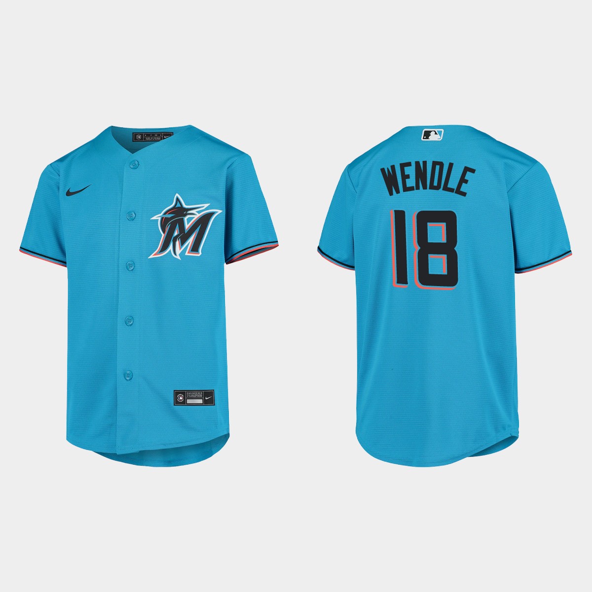 Youth Miami Marlins Joe Wendle Blue Jersey
