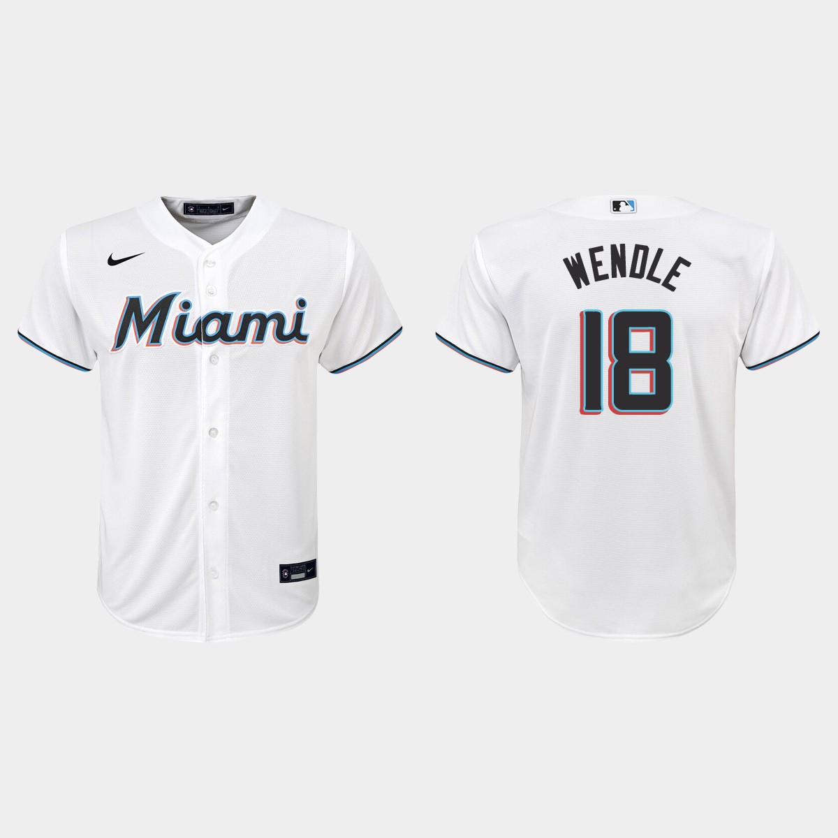 Youth Miami Marlins Joe Wendle White Home Jersey