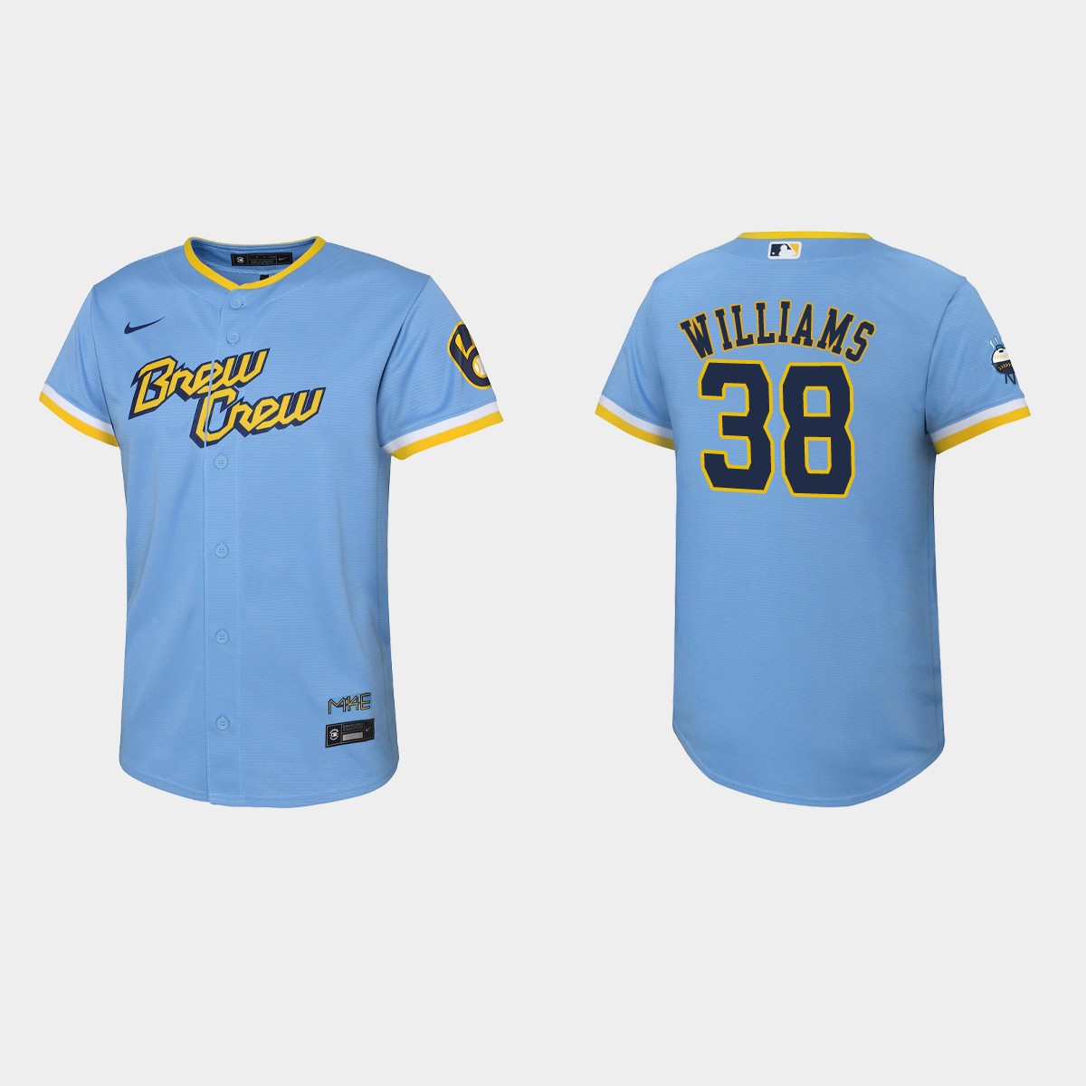 Youth Milwaukee Brewers Devin Williams Powder Blue 2022 City Connect Jersey