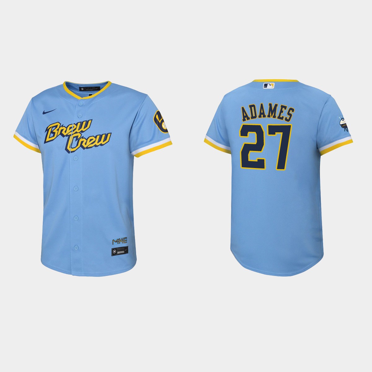 Youth Milwaukee Brewers Willy Adames Powder Blue 2022 City Connect Jersey