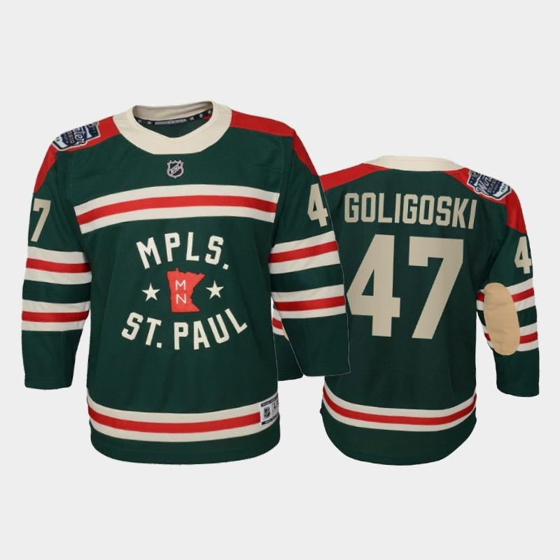 Youth Minnesota Wild Alex Goligoski 47 2022 Winter Classic State Of Hockey Green Stitched Jersey