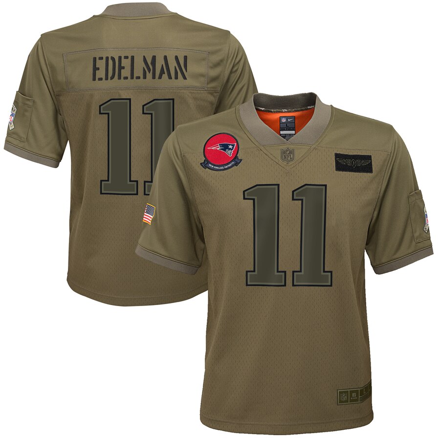 Youth New England Patriots #11 Julian Edelman Camo 2019 Salute To Service Game Jersey