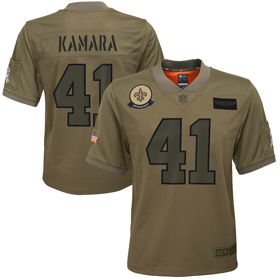 Youth New Orleans Saints #41 Alvin Kamara Camo 2019 Salute To Service Game Jersey