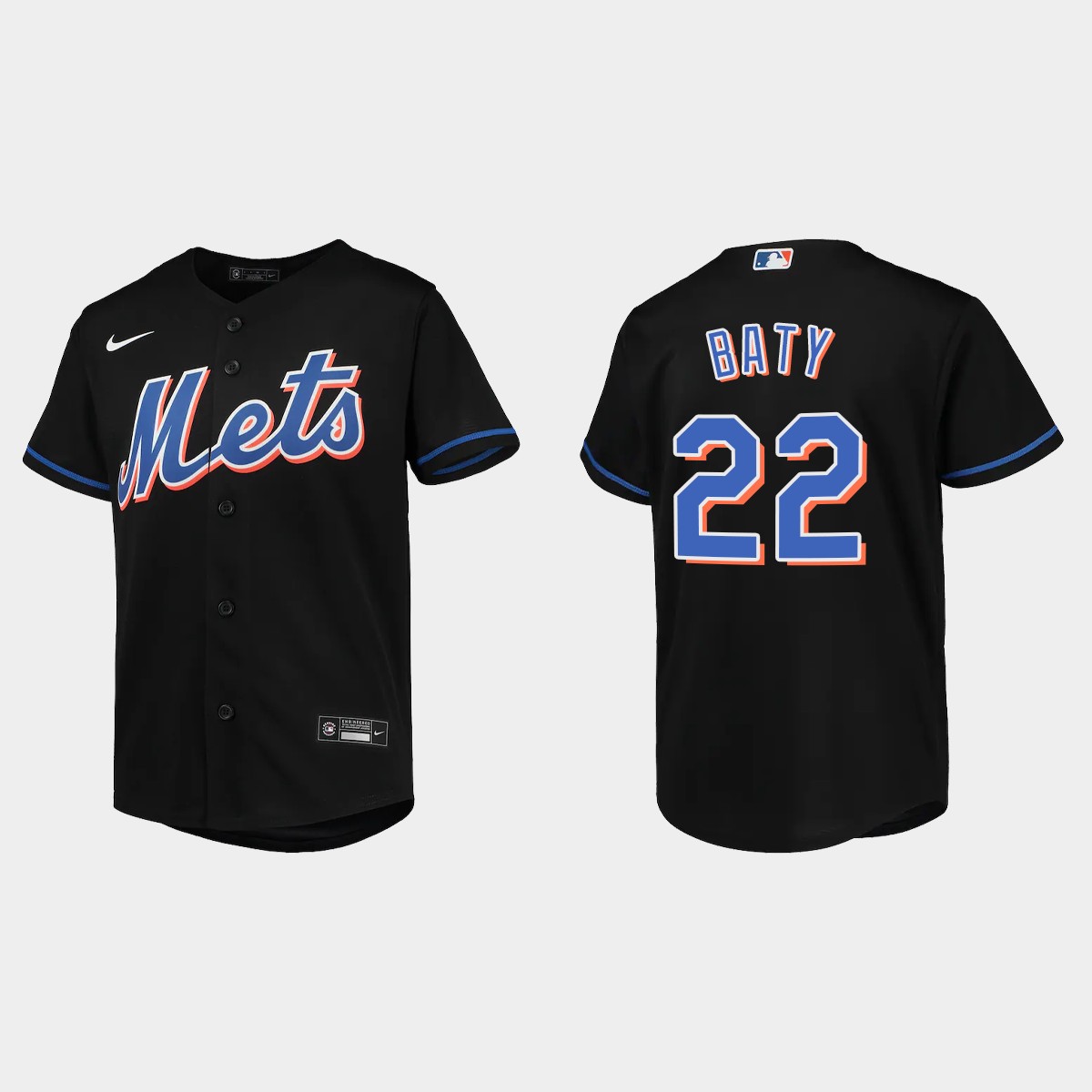 Youth New York Mets Brett Baty Black Alternate Jersey
