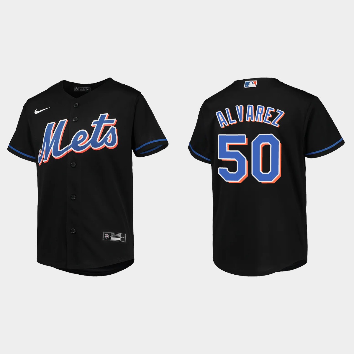 Youth New York Mets Francisco Alvarez Black Alternate Jersey