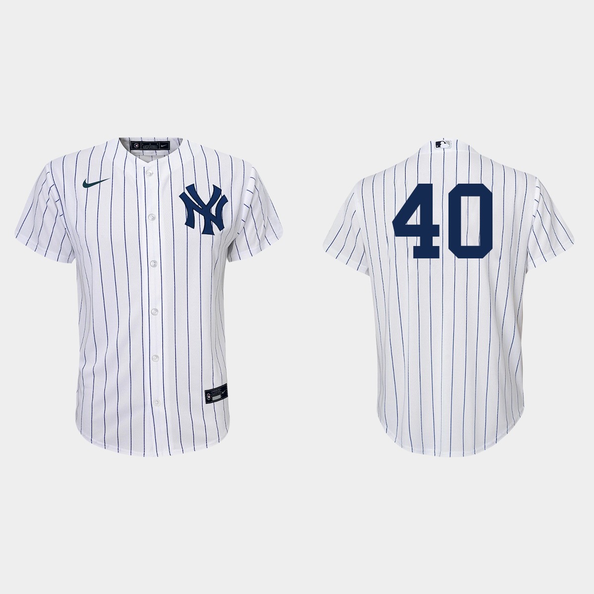 Youth New York Yankees #40 Luis Severino White Navy Home Jersey