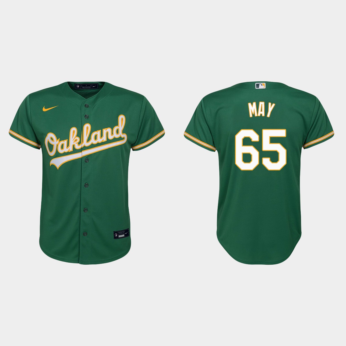 Youth Oakland Athletics Trevor May Kelly Green Alternate Jersey