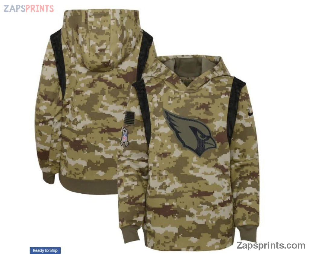Youth Olive Arizona Cardinals 2021 Salute To Service Therma Performance Pullover Hoodie