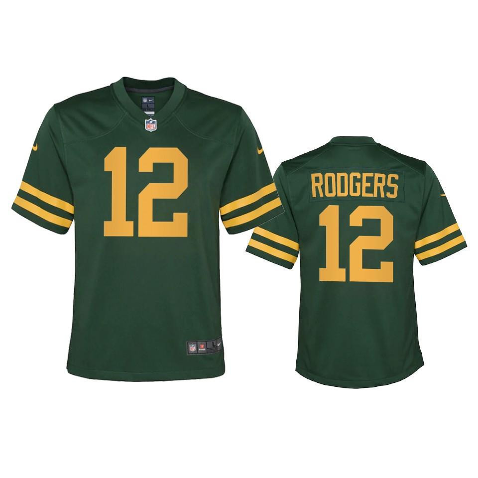 Youth Packers Aaron Rodgers 12 Green Alternate Game Stitched Jersey