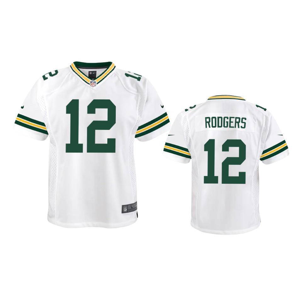Youth Packers White Aaron Rodgers 12 Stitched Jersey Game Stitched Jersey