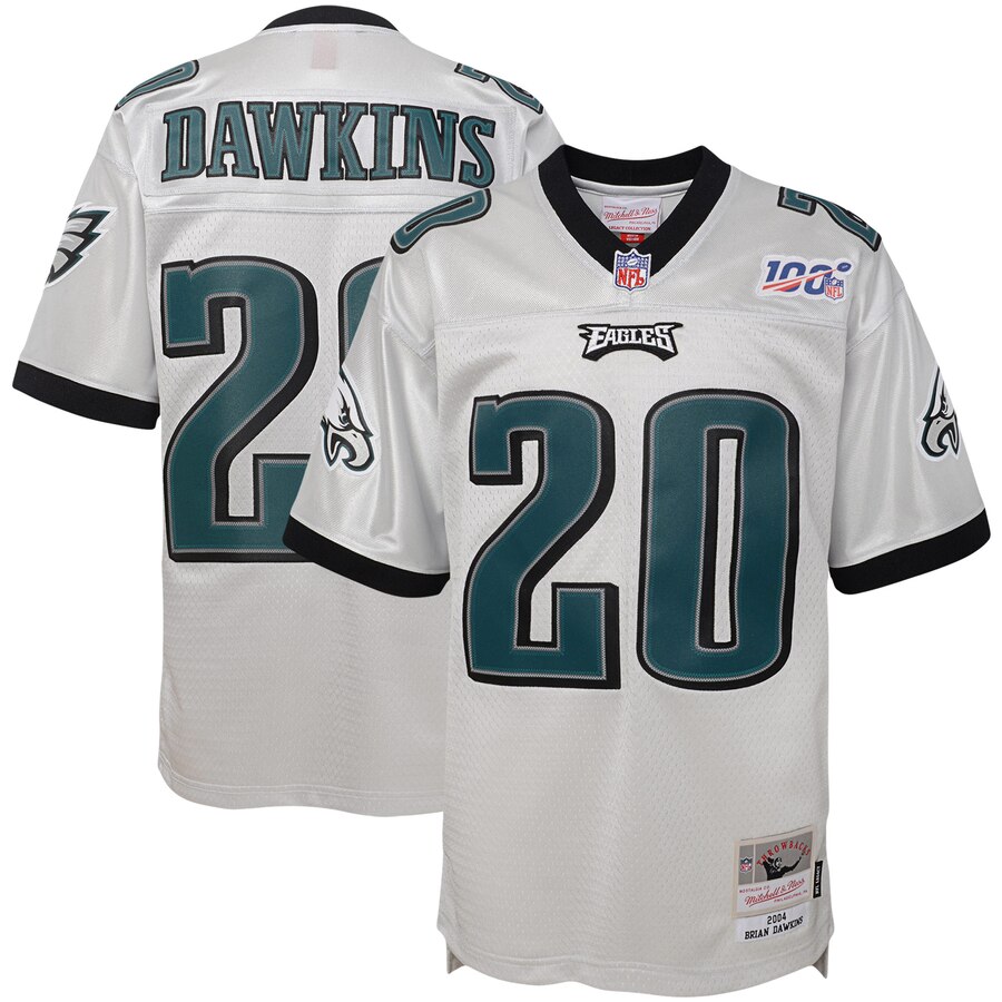 Youth Philadelphia Eagles #20 Brian Dawkins Mitchell & Ness Platinum NFL 100 Retired Player Legacy Jersey