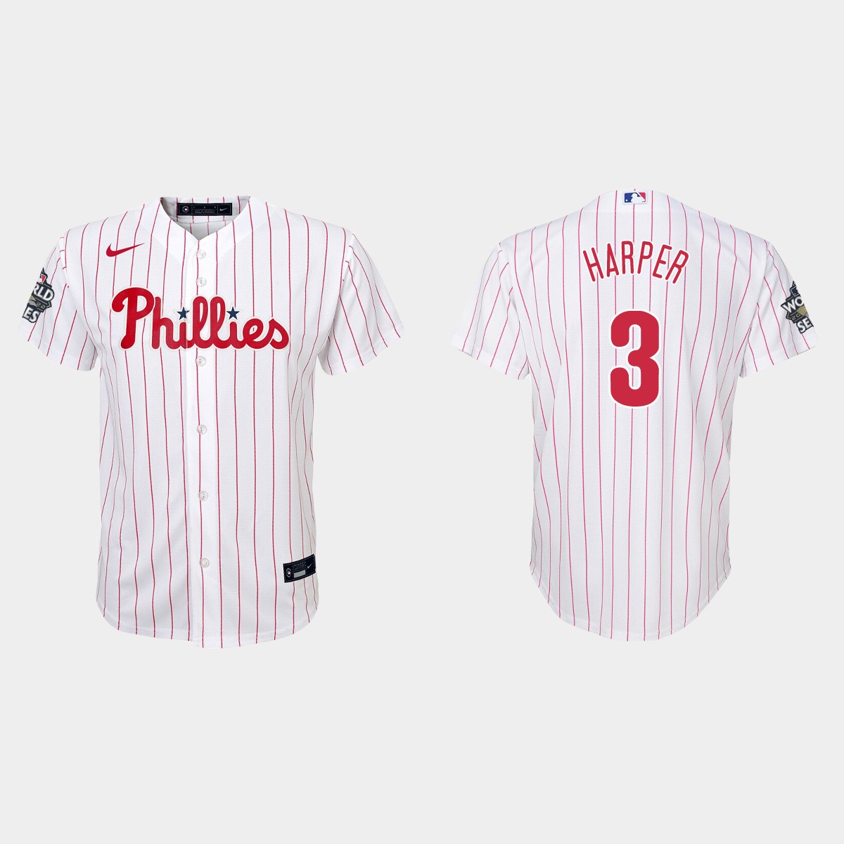 Youth Philadelphia Phillies Bryce Harper White 2022 World Series Jersey
