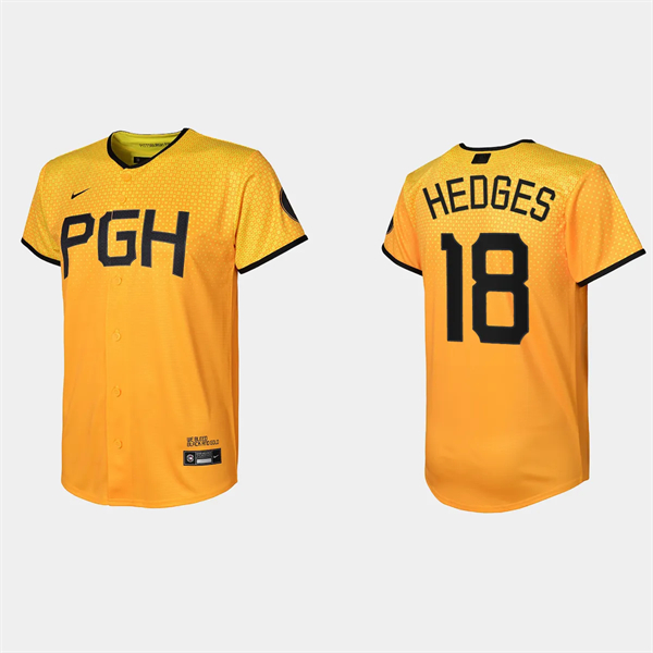 Youth Pittsburgh Pirates Austin Hedges Gold 2023 City Connect Replica Jersey