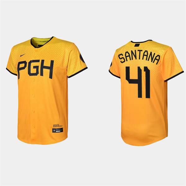 Youth Pittsburgh Pirates Carlos Santana Gold 2023 City Connect Replica Jersey