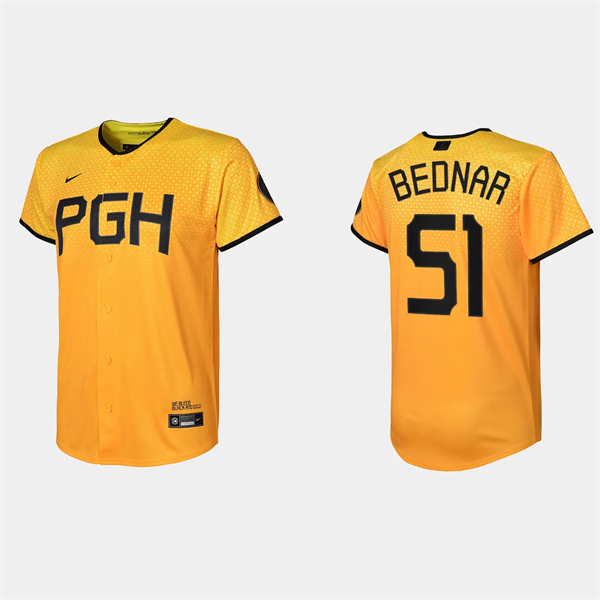Youth Pittsburgh Pirates David Bednar Gold 2023 City Connect Replica Jersey