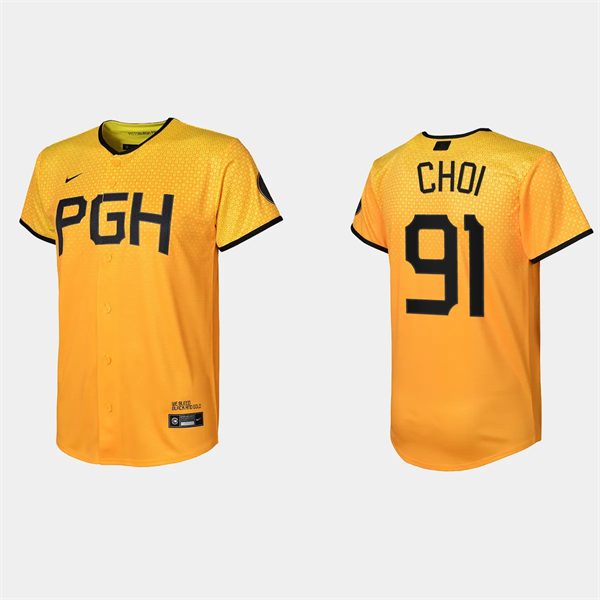 Youth Pittsburgh Pirates Ji-Man Choi Gold 2023 City Connect Replica Jersey