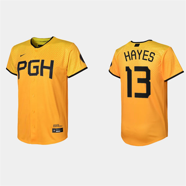 Youth Pittsburgh Pirates Ke’Bryan Hayes Gold 2023 City Connect Replica Jersey