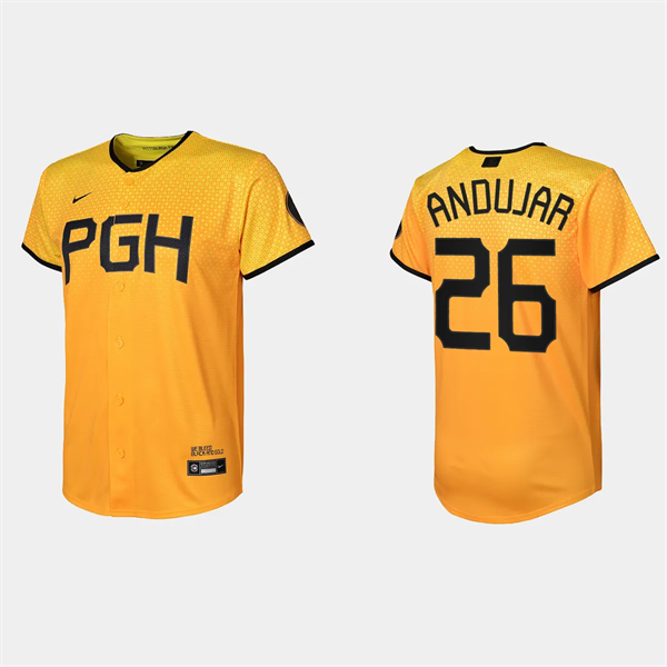 Youth Pittsburgh Pirates Miguel Andujar Gold 2023 City Connect Replica Jersey