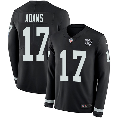 Youth Raiders #17 Davante Adams Black Team Color Stitched NFL Therma Long Sleeve Jersey