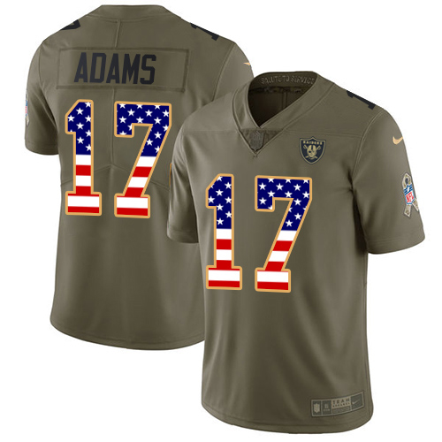 Youth Raiders #17 Davante Adams Olive USA Flag Stitched NFL 2017 Salute To Service Jersey