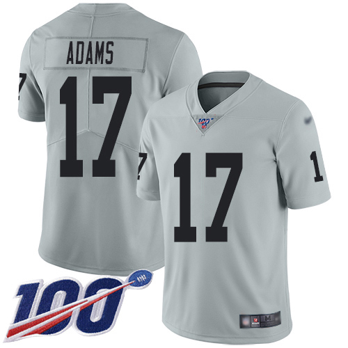 Youth Raiders #17 Davante Adams Silver Stitched NFL Inverted Legend 100th Season Jersey