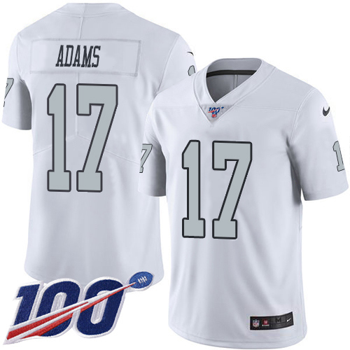 Youth Raiders #17 Davante Adams White Stitched NFL Rush 100th Season Jersey
