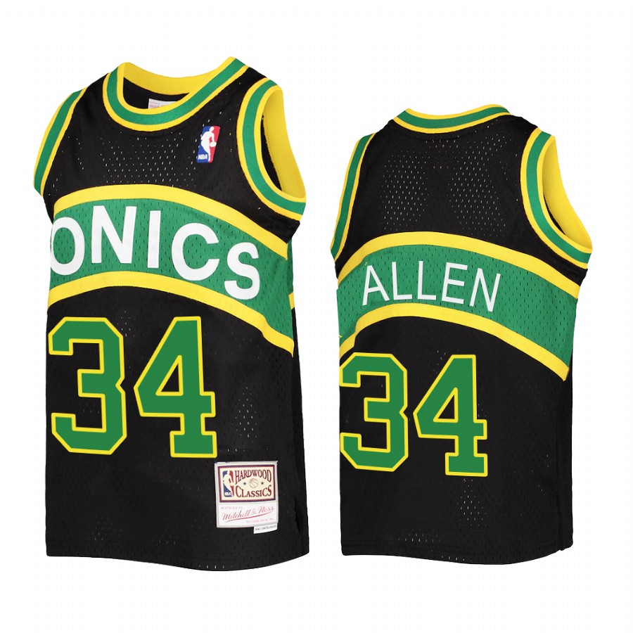 Youth Ray Allen Seattle SuperSonics Black Reload Jersey Throwback