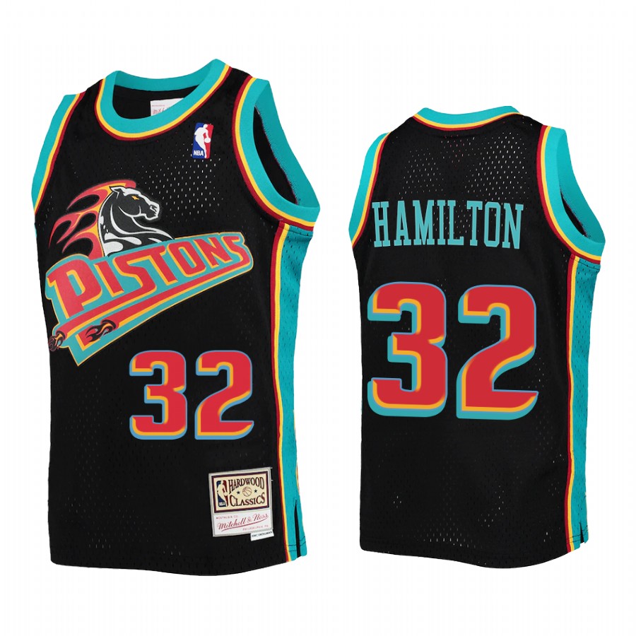 Youth Richard Hamilton Detroit Pistons Black Reload Jersey Hardwood Classics