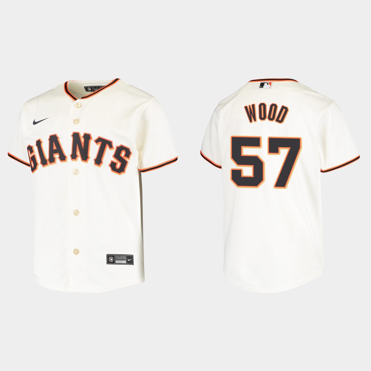 Youth San Francisco Giants #57 Alex Wood Cream Home Jersey