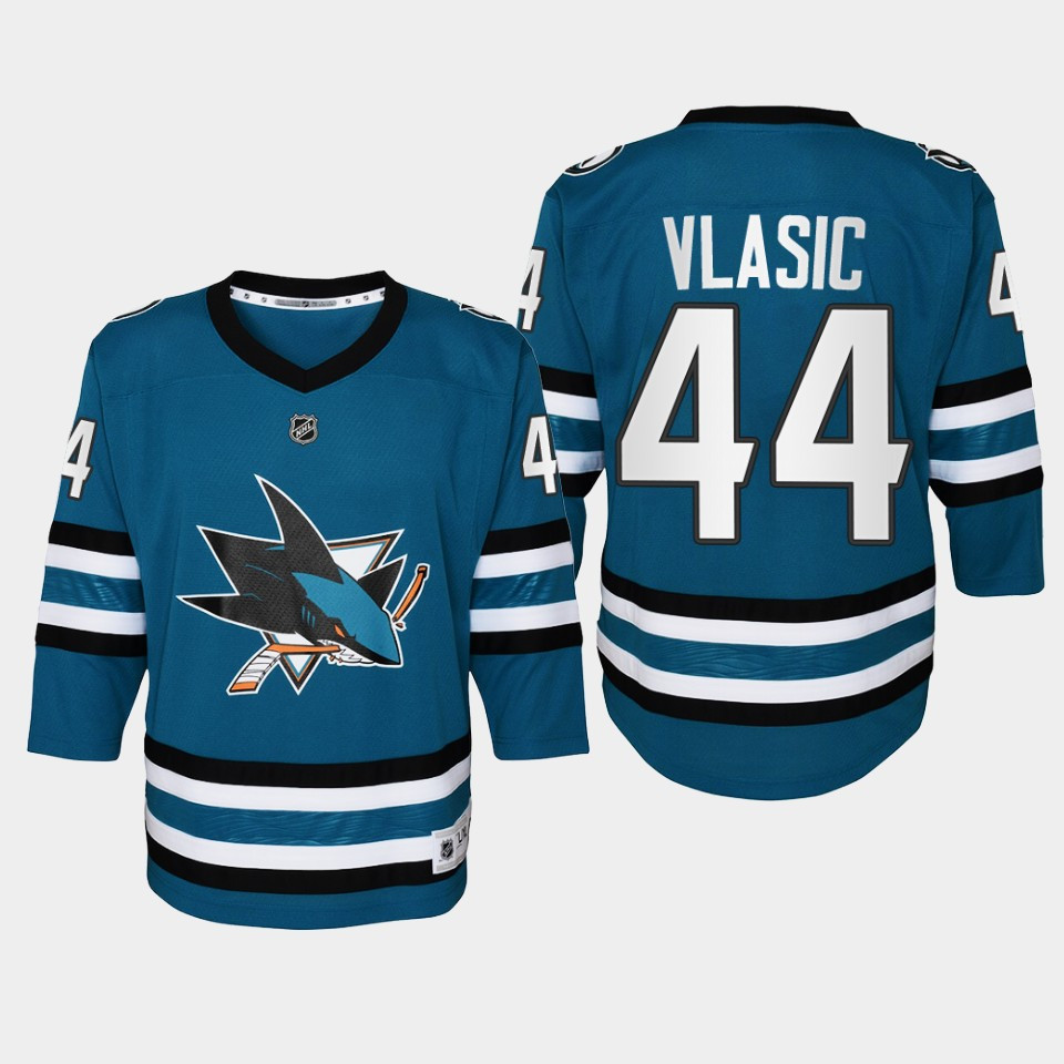 Youth San Jose Sharks Marc-Edouard Vlasic 44 Home 2022-23 Stitched Jersey Teal