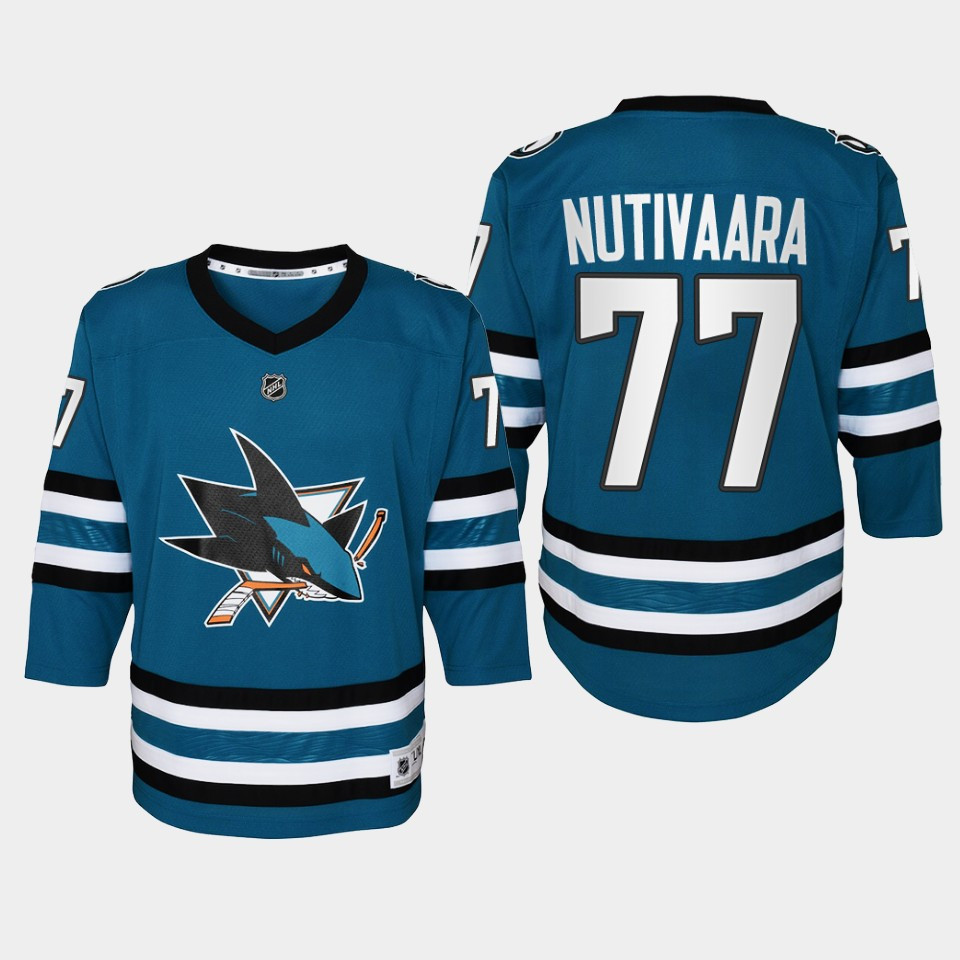 Youth San Jose Sharks Markus Nutivaara 77 Home 2022-23 Stitched Jersey Teal