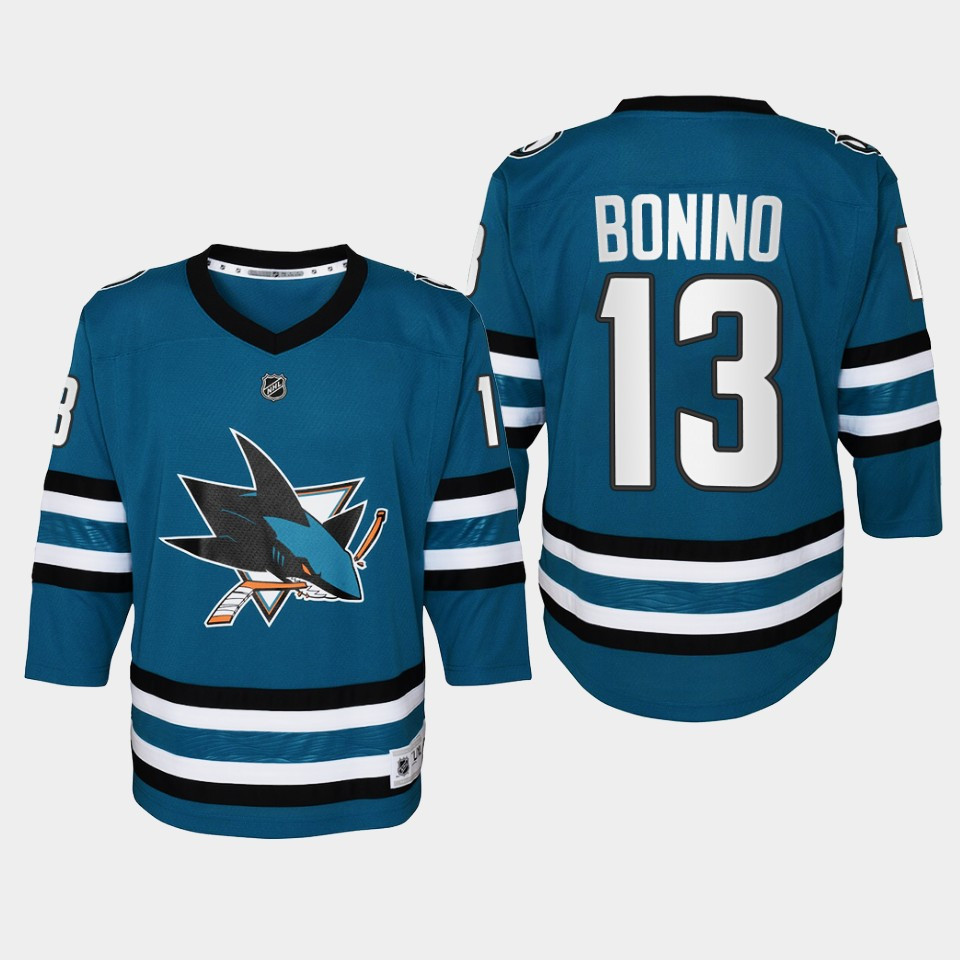 Youth San Jose Sharks Nick Bonino 13 Home 2022-23 Stitched Jersey Teal