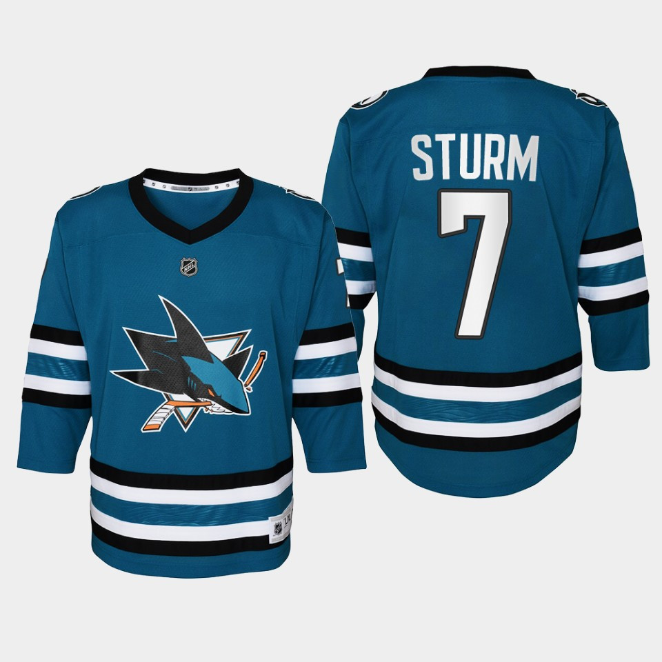 Youth San Jose Sharks Nico Sturm 7 Home 2022-23 Stitched Jersey Teal
