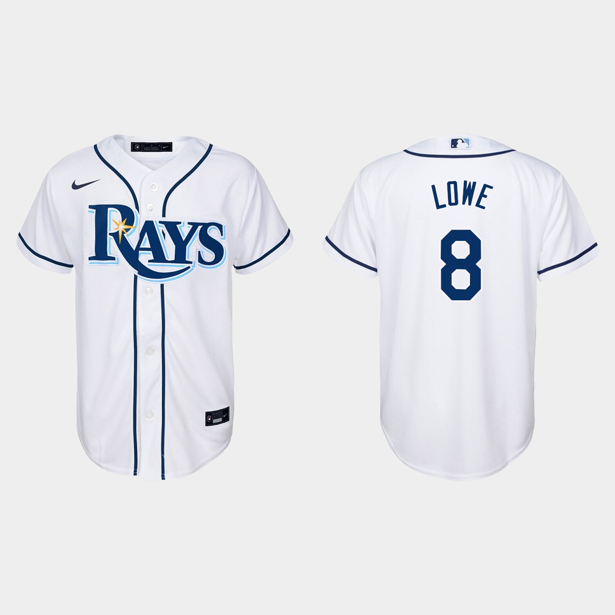 Youth Tampa Bay Rays #8 Brandon Lowe White Home Jersey
