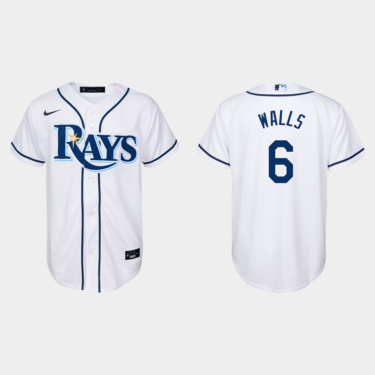 Youth Tampa Bay Rays Taylor Walls White Home Jersey