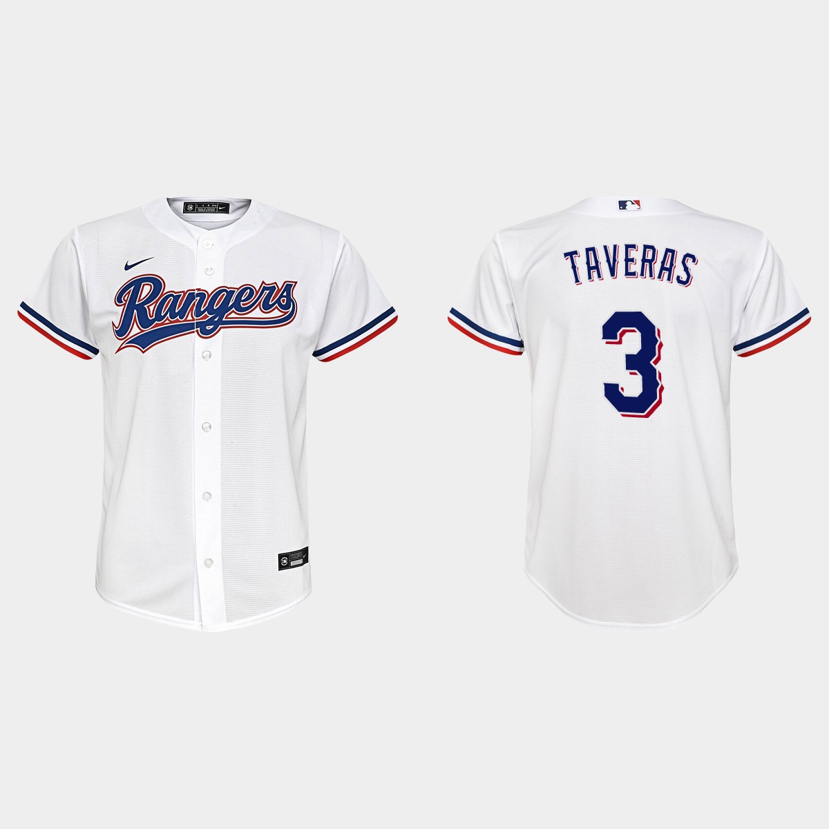 Youth Texas Rangers #3 Leody Taveras White Home Jersey
