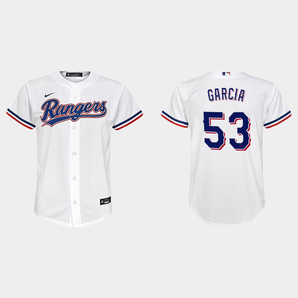 Youth Texas Rangers #53 Adolis Garcia White Home Jersey