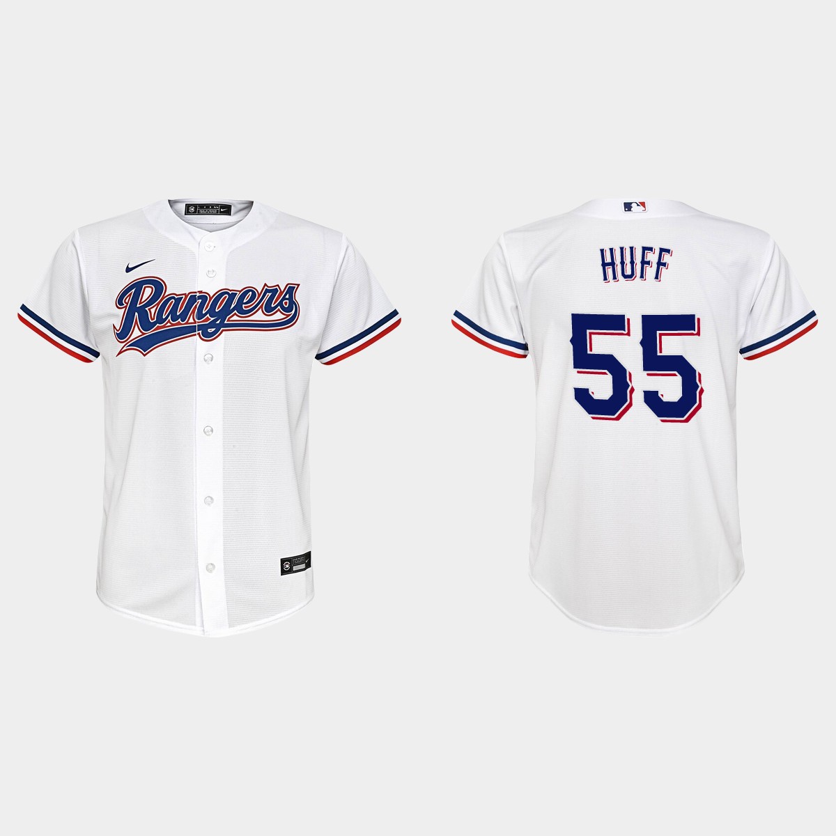 Youth Texas Rangers #55 Sam Huff White Home Jersey