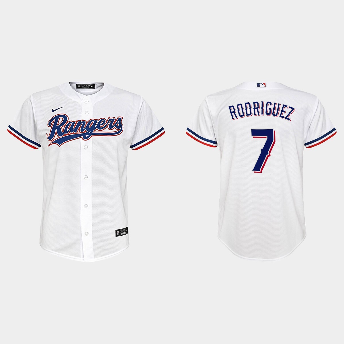 Youth Texas Rangers #7 Ivan Rodriguez White Home Jersey