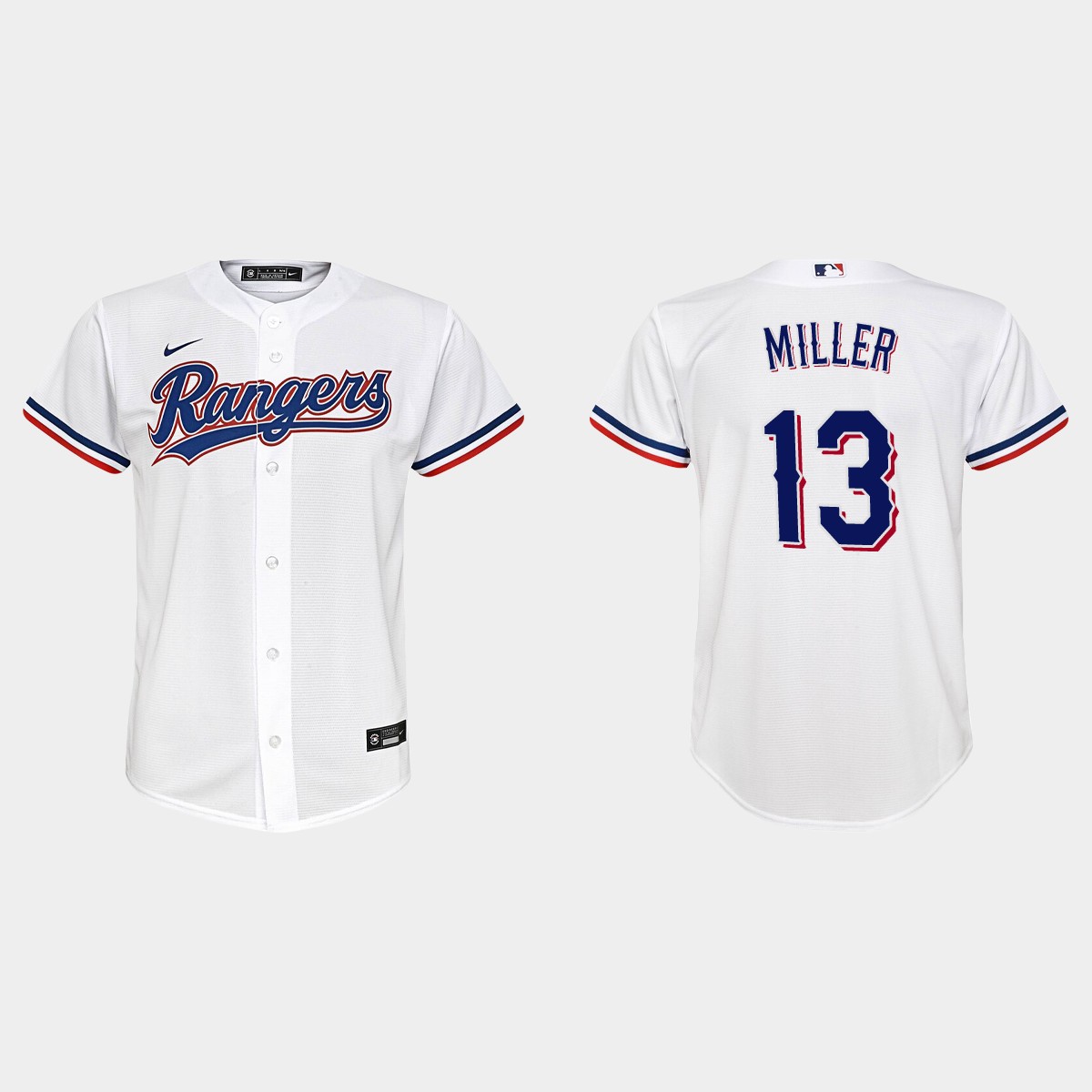 Youth Texas Rangers Brad Miller White Home Jersey