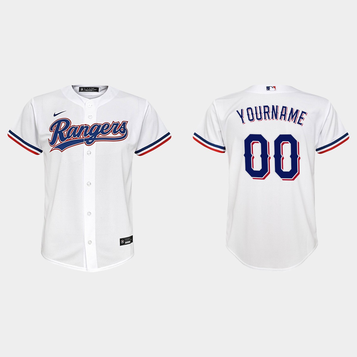 Youth Texas Rangers Custom White Home Jersey
