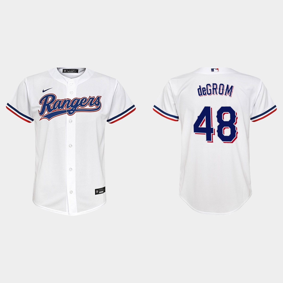 Youth Texas Rangers Jacob deGrom White Home Jersey