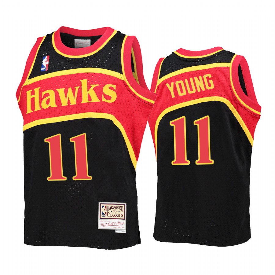 Youth Trae Young Atlanta Hawks Black Reload Jersey Throwback