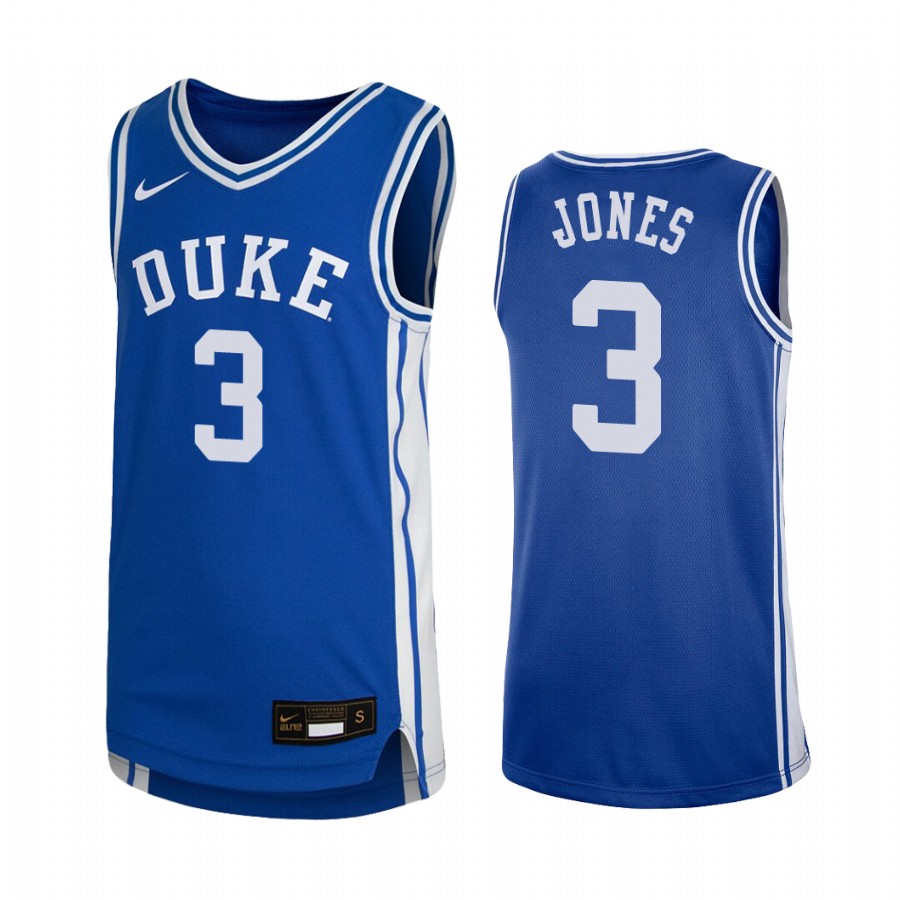 Youth Tre Jones Duke Blue Devils #3 College Jersey - Royal