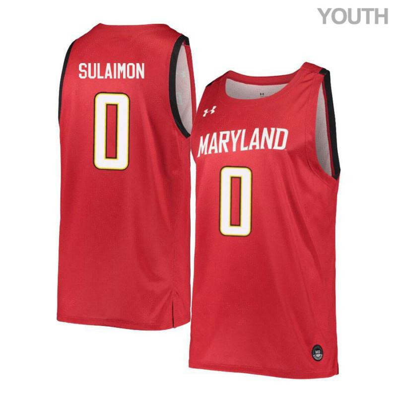 Youth Under Armour 0 Rasheed Sulaimon Red Retro Maryland Terrapins Basketball Stitched Jersey