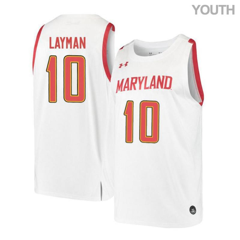 Youth Under Armour 10 Jake Layman White Retro Maryland Terrapins Basketball Stitched Jersey