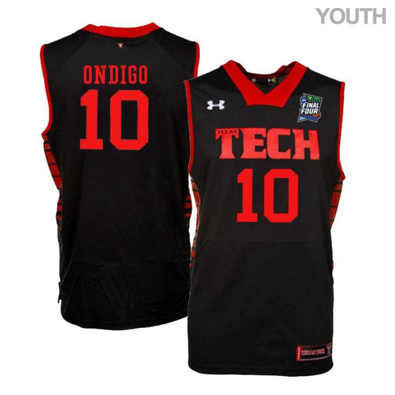Youth Under Armour 10 Malik Ondigo Black Texas Tech Red Raiders Basketball Stitched Jersey